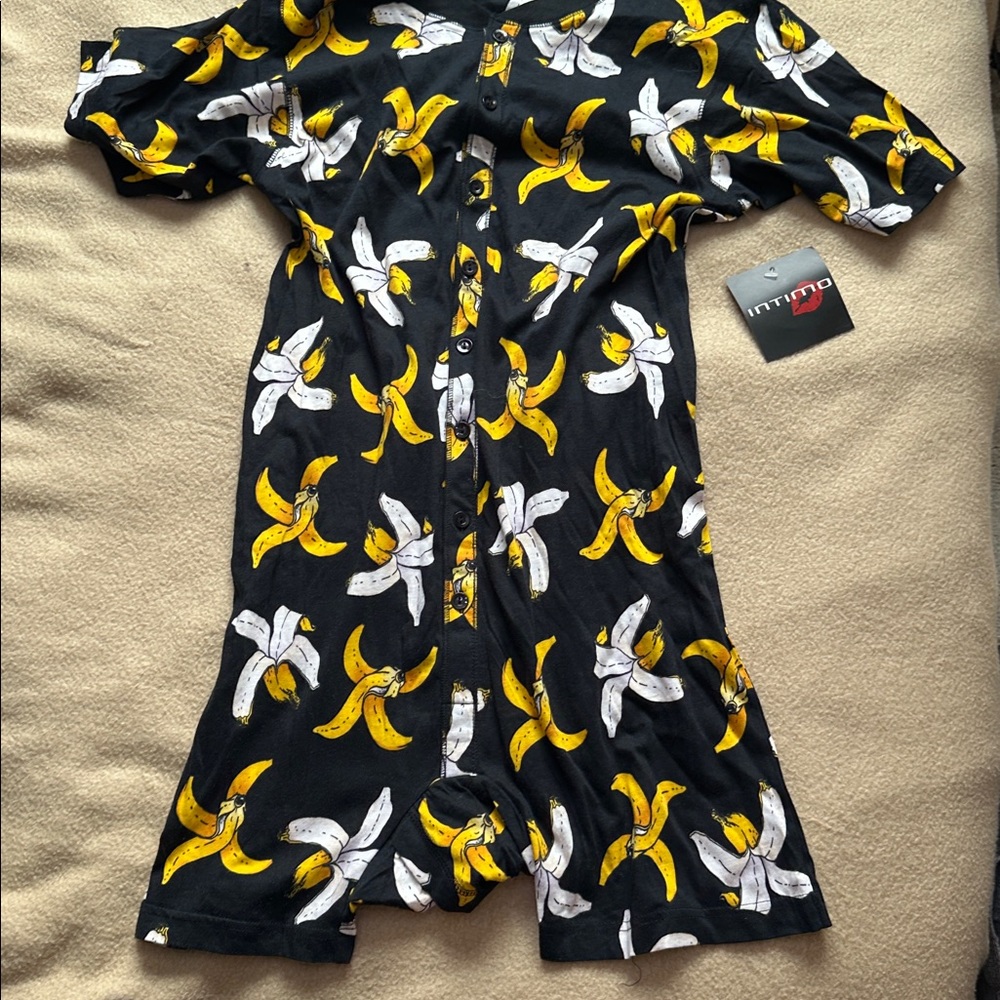 Intimo Black and yellow Short sleeve Button-Up Onesie